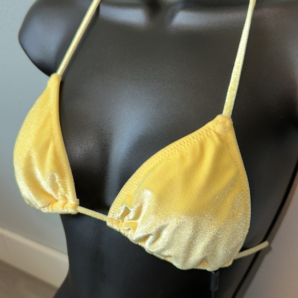 Yellow velvet string top. - Picture 3 of 7